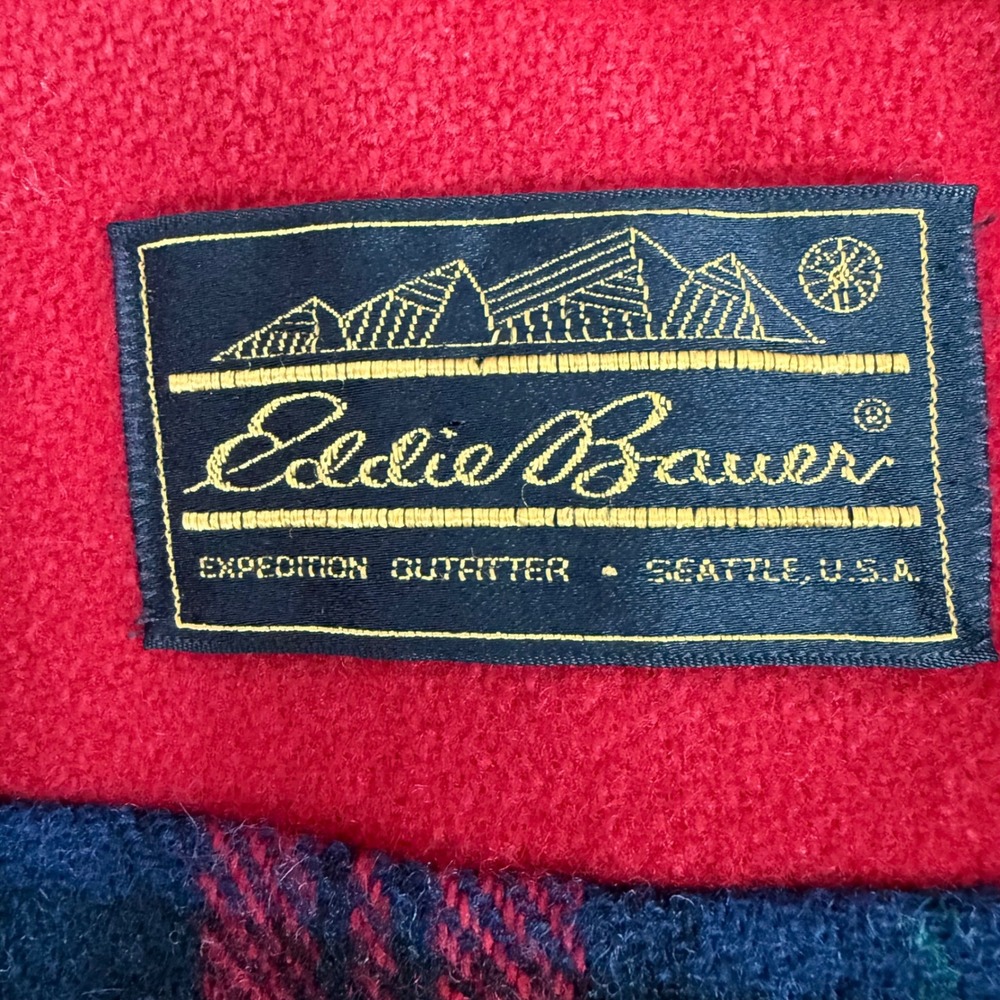 Eddie Bauer Red Wool Blend Plaid Lined Removable Hooded Jacket Size‎ 15 16 Large - Picture 8 of 13